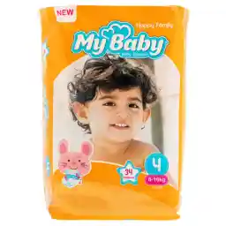 پوشک بچه مای بیبی سری خانواده شاد سایز 4 بسته 34 عددی