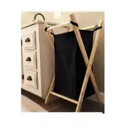 سبد لباسشویی چوبی Tree World سبد لباسشویی تاشو مشکی