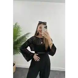 YouLikeButik Delikli Ajurlu Crop Triko