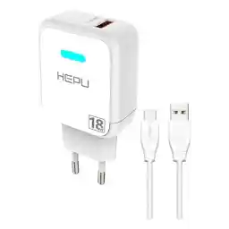 مجموعه آداپتور کابل شارژر سریع 18 واتی HEPU 3.0 کوالکام 18 واتی سازگار با هواوی شیائومی سامسونگ