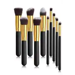 aks cosmetics ست برس آرایش مشکی 10 عددی