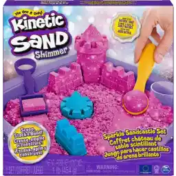 Kinetic Sand Shimmer - ست قلعه شنی با 453 گرم ماسه بازی پر زرق و برق صورتی، 3 قالب و 2 ابزار - اسباب بازی های حسی