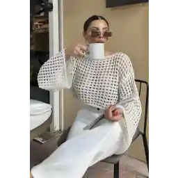 ANUBİS Delikli Ajurlu Crop Triko