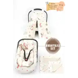 mordesign کالسکه دو طرفه ارتوپدی، روکش، ملحفه و پتوی نوزاد، ست مسافرتی 4 تکه، سری حیوانات