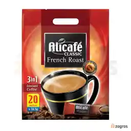 کافی میکس 3 در 1 علی کافه مدل French Roast بسته 20 عددی