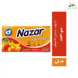آدامس NAZAR با طعم میوه های گرمسیری وزن 14 گرم آدامس NAZAR با طعم میوه های گرمسیری وزن 14 گرم