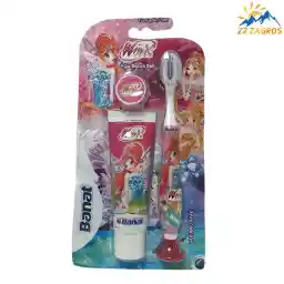 ست خمیر دندان و مسواک کودک بانات طرح winx با برس نرم