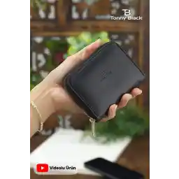 کیف پول زنانه مشکی اصلی Tonny Black با جای کارت و محفظه سکه زیپ دار راحت مدل جا مینی کارتی شیک