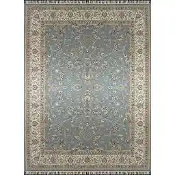 فرش ماشینی زمرد مشهد طرح 14009 زمینه آبی