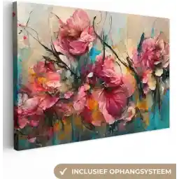 نقاشی بوم - گل انتزاعی 120x80 - لوازم دکوراسیون اتاق - نقاشی های هنری اتاق نشیمن رنگارنگ - دکوراسیون دیوار اتاق خواب - دکوراسیون دیوار آشپزخانه - پارچه دیواری داخلی - دکوراسیون خانه - لوازم منزل