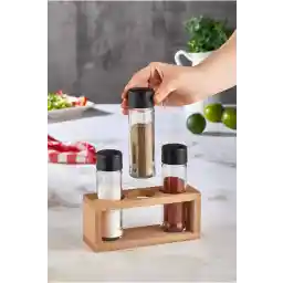 ست ادویه سه تکه کنپول با پایه چوبی ست ادویه لیزا