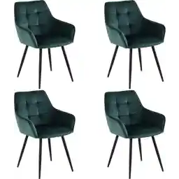 Colenis - صندلی غذاخوری اوریانا - ست 4 نفره - سبز - مخملی - مخملی - صنعتی