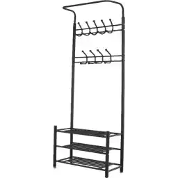 قفسه کت ایستاده O'DADDY® - قفسه کت - جا کتی با جاکفشی - قفسه کت مشکی - کمد لباس - قفسه کمد با جا کت - قفسه کمد با جاکفشی - قفسه کمد فلزی - 66 x 30 x 190 سانتی متر - مشکی