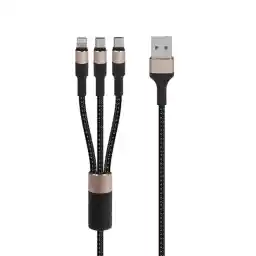 کابل 3 کاره (میکرو/ لایتنینگ/ تایپ سی) یسیدو مدل CA20 / مشکی طلایی
