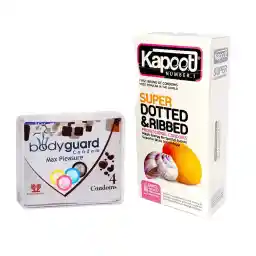 کاندوم کاپوت مدل Super Dotted بسته 12 عددی به همراه کاندوم بادیگارد مدل Max Pleasure بسته چهار عددی