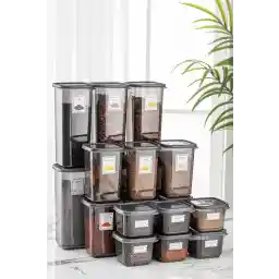 ظرف نگهداری مواد غذایی 18 تکه پینو اسپایس جار ملنی هوم - ست مربع ادویه با درب 6x(0,50 LT-1,10 LT-1,70 LT)