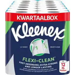 کاغذ آشپزخانه Kleenex - رول آشپزخانه Flexi Clean - 12 رول Maxi XL - بسته ارزشی