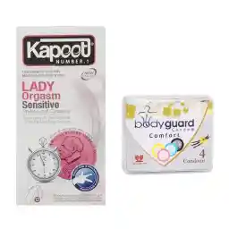 کاندوم کاپوت مدل Lady Orgasm بسته 12 عددی به همراه کاندوم بادی گارد مدل Comfort بسته چهار عددی