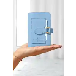 کیف پول زنانه زیپ دار جعبه دار اصل فرانک مارتین با جا کارتی و جای سکه آبی بچه