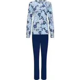 پاستونت - ست لباس خواب زنانه مریم - آبی - نخی - اینترلاک - سایز 46