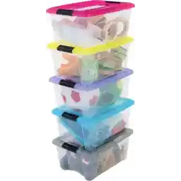 جعبه ذخیره سازی IRIS Topbox - 15 لیتری - پلاستیکی - شفاف/چند رنگ - مجموعه 5 تایی