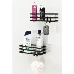 بانو حمام سازمان دهنده شامپو صابون ریز ست 2 عددی با چسب لمینت 4 عدد چوب لباسی مرتب کننده قفسه دوش