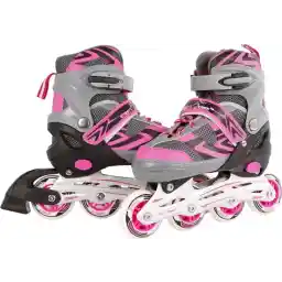 Street Rider Inline Skates جونیور آلومینیومی صورتی/خاکستری سایز 29-32