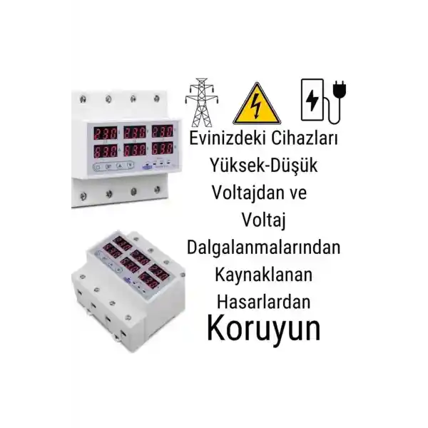 TOMZN Trifaze Gerilim Ve Akım Koruma Rölesi Yüksek Alçak Voltaj Akım Koruyucu Röle 63a