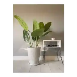 گلدان مخروطی شکل بلند odka با بشقاب 32cmx28cm رنگ طرح مرمر سفید طلایی