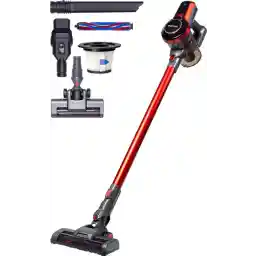 جاروبرقی Auronic Stick بی سیم - بدون کیسه - با باتری - 4 در 1 - با باتری - 160 وات - قرمز/خاکستری - جارو شارژی