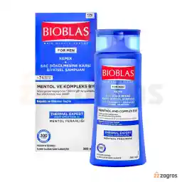 شامپو ضد ریزش و ضد شوره مردانه بیوبلاس حاوی منتول و کمپلکس B19 حجم 360 میل