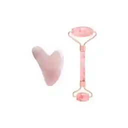 غلتک صورت و قلب گواشا کوارتز سی صورتی از دو سنگ طبیعی Gua Sha Premium