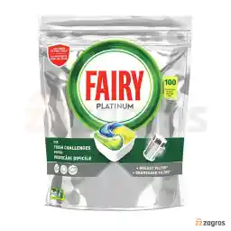 قرص ماشین ظرفشویی فیری پلاتینیوم All In One با رایحه لیمو بسته 100 عددی