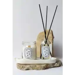 a&p ست عطر شمع و فتیله چوبی معطر کهربا و اتاق