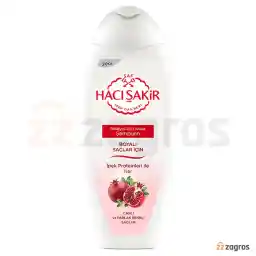 شامپو حاجی شاکر 2 در 1 مخصوص موهای رنگ شده حاوی عصاره انار 500 میل