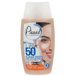 کرم ضد آفتاب SPF50 پیکسل مناسب پوست خشک و حساس حجم 50 میل - بژ طبیعی