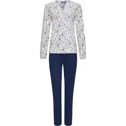 پاستونت - ست لباس خواب زنانه آنا - سفید / آبی - نخی - سایز 44