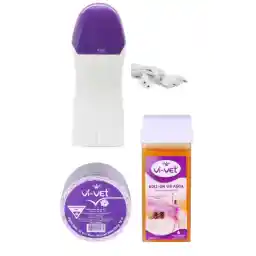 واکس کارتریج طبیعی پوست معمولی Vi vet + دستگاه اپیلاسیون با 2 سال گارانتی + ست پارچه واکس رول 10 متری