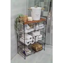 سازمان دهنده حمام چند منظوره فلزی 3 طبقه Digithome با پایه دوبل Xl - مشکی C1-1-140