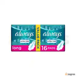 نوار بهداشتی آلویز مدل Ultra Thin سایز بلند بسته 16 عددی