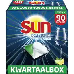 Sun Optimum All-in 1 Lemon Capsules – 90 قرص ماشین ظرفشویی – جعبه سه ماهه