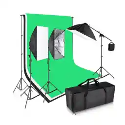 کیت نور ثابت 4 لامپ Continuous Lighting Kit 4 Lamps همراه پایه فون 3x5+ هدیه 2 عدد فون 2x3 (سبز و طوسی)