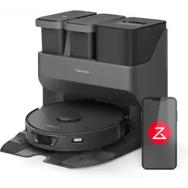 Roborock S7 Max Ultra - جاروبرقی رباتی مشکی - با پایه AED Station - خود تمیز شونده، نقشه برداری سریع سه بعدی