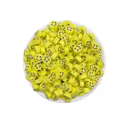 جواهرات هدف 25 تکه لبخند زرد فیمو 10 میلی متری پلیمری گلی خندان / مهره های شکلک صورت خندان، ساخت جواهرات