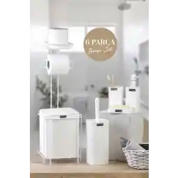 Ocean Home White Square Mina جایگزین جا کاغذی WC و سرویس حمام 6 تکه