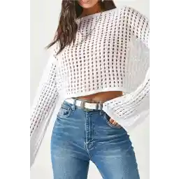بلوز بافتنی زنانه دوینکا با آستین گشاد اسپانیولی گشاد