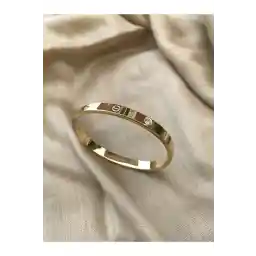 پوشاک و اکسسوری نوون مدل کارتیه ضخیم استیل 316 ال دستبند رنگ طلا