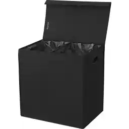 سبد لباسشویی LifeGoods - 2 محفظه با درب - تاشو - 120 لیتر - مرتب کننده لباسشویی - پارچه - مشکی