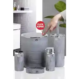 ست حمام 5 تکه Ocean Home کروم شده با طرح مرمر گرد