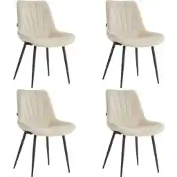 Colenis - صندلی غذاخوری Lesedi - ست 4 نفره - بژ - مخمل